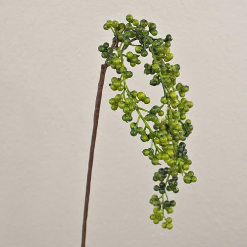 artplants.de Kunst Holunderbeeren Zweig SWANTJE, Früchte, grün, 40cm - Kunstzweig Holunderbeere