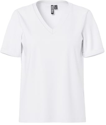 Pieces Pcria SS - Camiseta de Manga Corta con Cuello de Pico Camiseta Mujer (Pack de 1)