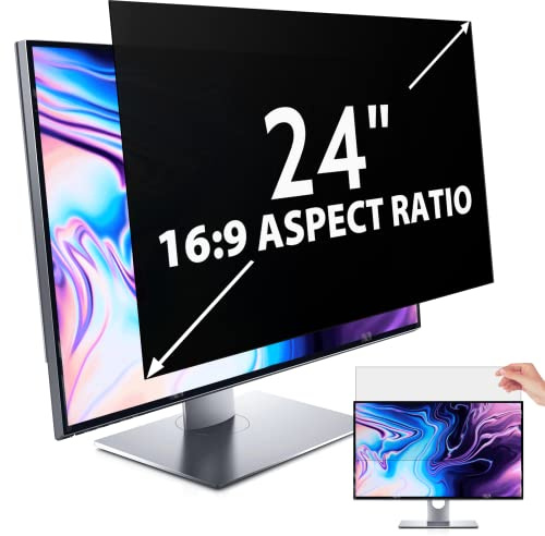 IPROKKO 24 Inch Computer Privacy Screen Filter for 16:9 Aspect Ratio, Anti Blue Light Glare Removable Screen Protective Film