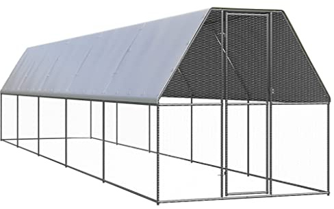 vidaXL Outdoor Hühnerkäfig 2x10x2m Verzinkter Stahl Hühnerstall Freilaufgehege