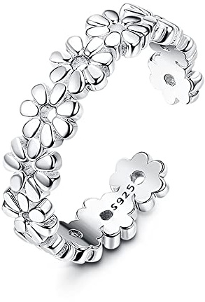 ORAZIO S925 Sterling Silver Toe Rings for Women White Gold Plated Arrow Infinity Vintage Celtic Knot Daisy Flower Stylish Toe Rings Adjustable Toe Band Rings Summer Beach Foot Jewelry Set