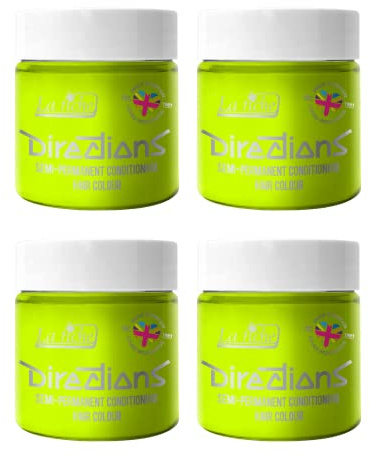 4 x La Riche Directions Semi-Permanent Hair Color Bote de 100 ml (Fluorescent Lime)