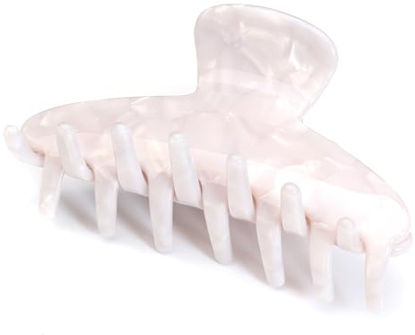 QinGoo Große Haarklammer Haarspange Haar clips für Damen, Weiß | Hochwertiges Acetat, 8.5cm, abgerundete Zähne, stabiler Halt für lange dickes Haar, ideal für Alltag, Büro, Ausflüge