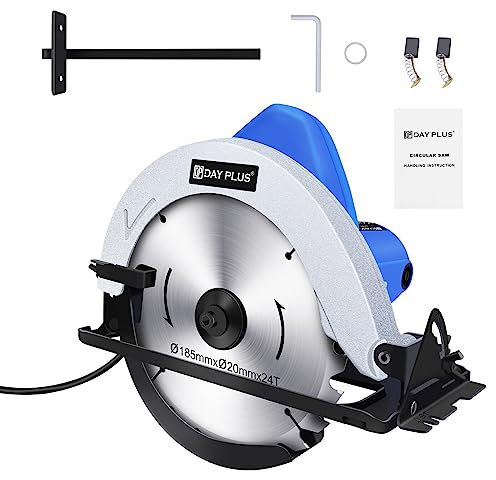Rigogo Corded Circular Saw 900W, 185mm Blade, 5000 RPM, 45° Cutting Angle, Electric Circular Saw with Laser Guide