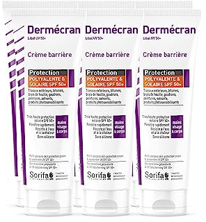 SORIFA - 6 Stück - Dermscreen - Barriere-Creme - Mehrzweck- und Sonnenschutz LSF50+ - UV, Farbe, Lösungsmittel, Öl, Pech, Kreosot, Teer - Hände, Gesicht, Körper - parfümfrei - Tube 100ml