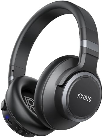 KVIDIO Active Noise Cancelling Headphones, 70 Hours Playtime Bluetooth Headphones Wireless with Microphone, Transparency Mode, Deep Bass and Hi-Fi Stereo Sound Over Ear for Travel Office