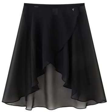 Tacherlia Ballet Wrap Skirt for Women & Teens, High Low Chiffon Dance Skirt for Rehearsal and Ballet Class,(Black)
