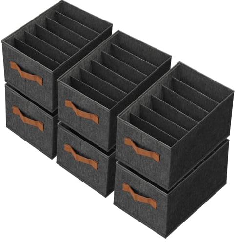 Zachufa Kleiderschrank Organizer 6 Stück - Faltbare & Stabilisieren Schrank Organizer Mit Grundplatte - Schubladen Ordnungssystem für Aufbewahrung Kleidung, Tshirts, Hosen, Unterwäsche (34*25*20cm)