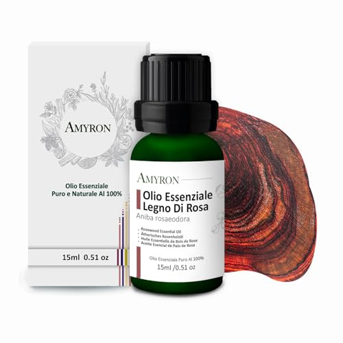 Huile Essentielle De Bois De Rose 15ml AMYRON Naturelle Et Pure à 100% Idéale Pour Aromathérapie Et Le Diffuseur d'Huiles Essentielles/Massages aromatiques/Usage Alimentaire.