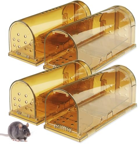Baxcdyswe Trappola per Topi Set di 4, Riutilizzabile Trappole per Topi da Esterno, Facile Pulire con Prese d'Aria Amica degli Animali Trappola Ratti per Giardino, Ufficio, Casa Uso Interno e Esterno