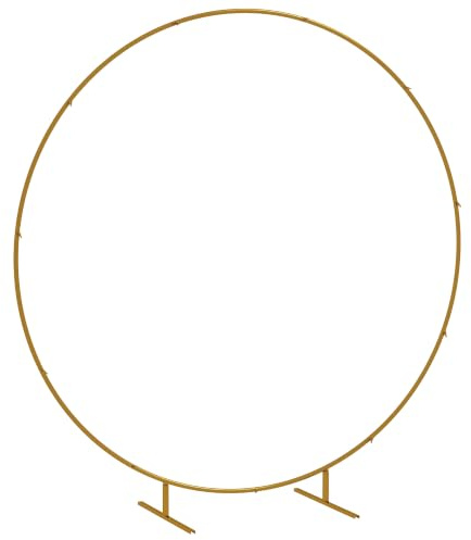 Outsunny Rund ballongbåge-kit, trädgårdsbåge, rosbåge, båge för klätterväxter för bröllop, födelsedag, ceremoni och bankett i gyllene stål, 2,24 m