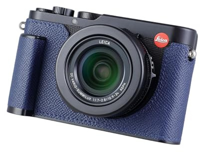SIUTATDSH Camera Half Case for Leica D-LUX 8, Vintage Metal Genuine Leather Instant Camera Protective Cases Stylish Portable Shockproof (Blue L)