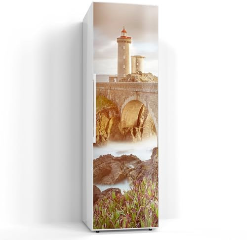 DEQORI Magnetfolie für Kühlschrank 60x200 cm | Motiv Leuchtturm Wache | dekorative Magnetmatte Gefrierschrank Schutz | Magnet Deko-Folie selbstklebend, magnetisch & wasserabweisend