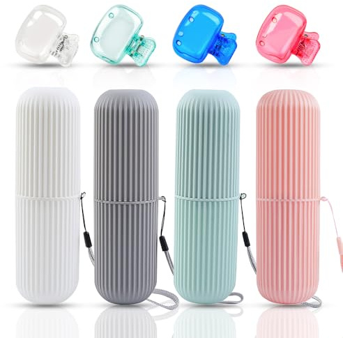 Zahnbürsten Etui, 4 Stück Zahnbürsten Box, Zahnputzbecher Reise, Zahnbürstens Etui Reise, Zahnbürste Reiseetui Mit 4 Stück Zahnbürstens Abdeckungen für Camping Reisen Wandern Geschäftsreisen Zuhause