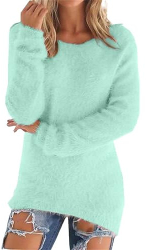 YCBMINGCAN Sale Damen Pullover Damen Elegant Teddy Fleece Pullover Damen Grosse Grössen Fleecepullover Einfarbig winterpullover Warm Oberteil Casual Sweatshirt Thermo Shirt Damen
