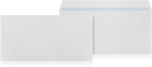 LOGIC PACK 1000 Briefumschläge ohne Fenster DIN Lang Kuvert Umschläge Weiß hatfklebend 110 x 220 mm 75g/m² Briefkuvert ohne Fenster
