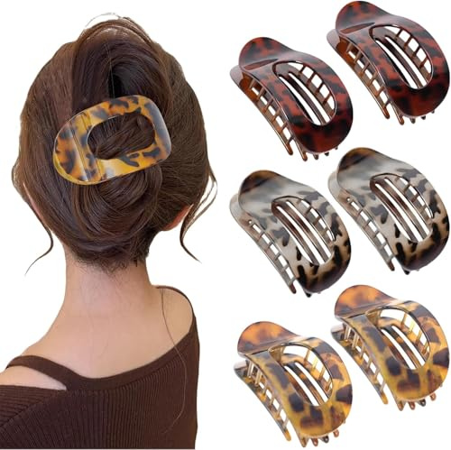 FloralGrace Lot de 6 pinces à cheveux pour femme, de luxe de style français avec motif écaille, inoxydable et durable, parfaites pour tous les types de cheveux et occasions