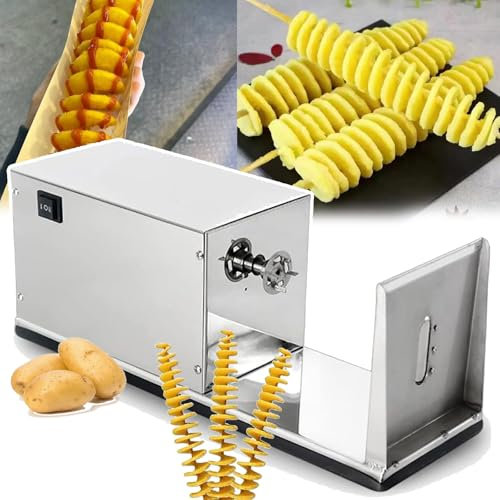 WhAeoy Affettatrice Elettrica A Spirale per Patate, Affettatrice Elettrica per Patate, Funzionamento A Tre Pulsanti (può Essere Utilizzata da Una Persona), Spessore 1,5~2 Mm,A