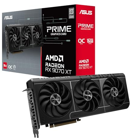 ASUS Tarjeta gráfica Prime Radeon™ RX 9070 XT OC Edition (PCIe 5.0, HDMI/DP 2.1, diseño de 2.5 Ranuras, Ventiladores de tecnología axial, rodamientos de Ventilador de Doble Bola, BIOS Dual, Protector | PCIe 5.0, HDMI/DP 2.1, 2.5 ranuras, ventiladores de tecnología axial, rodamientos de ventilador de doble bola, BIOS dual