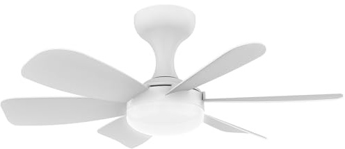 snsok Ventilateur de Plafond avec Lumière et Telecommande, Lampe de Ventilateur Plafond avec Douille E27, 3 Couleurs, 6 Vitesses, Ø 50cm, Minuterie,6 Pales Réversibles pour Eté/Hiver (Blanc-50cm)