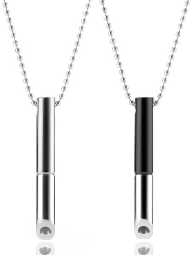 FDCGAS 2 PCS Outils D'aide, Collier Anti-Anxiété Pour Collier De Respiration (Noir Et Acier Inoxydable, Unisex, 61 cm)
