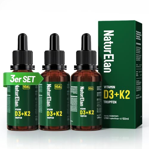 Vitamin D3 K2 hochdosiert Tropfen - 150ml, 1000 I.E. pro Tropfen | Vegetarisch, ohne Zusätze, Laborgeprüft