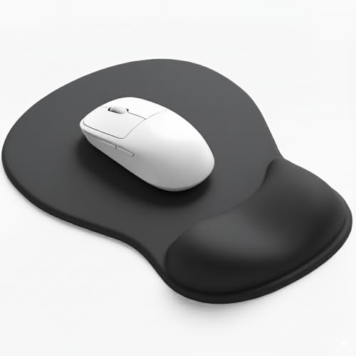 Giecy Tappetino Mouse con Poggiapolsi Gel,Ergonomico Mouse Pad con Base Antiscivolo per Casa e Ufficio (Nero Unito)