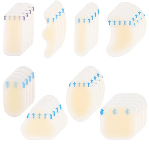Juego de 32 apósitos hidrocoloides para ampollas en el talón, para dedos, planta del pie y talón. Prevención de ampollas, impermeables, pegados a la piel, protección para ampollas en el talón