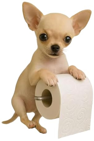 Porte Rouleau Papier Toilette Résine Chien, Fantaisie Chihuahuas Porterouleau Papier Toilette, Support Mural Rangement Papiers Toilettes, pour Décora Salle Bain Cuisine
