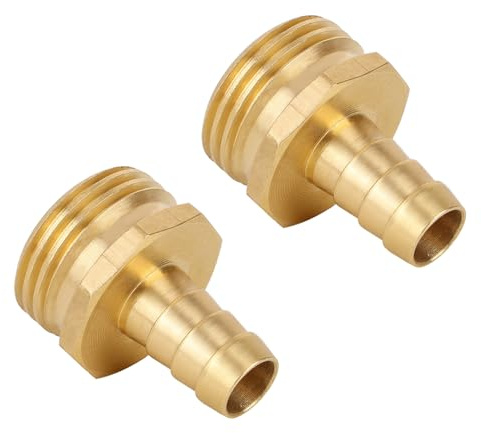 BOXOB 2pcs Solid Brass 1/2 PEX Barb to 3/4 GHT Male Garden Hose Connector, Heavy Duty Leak-Proof Fitting for Repair & Splicing
