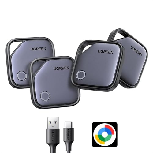 UGREEN FineTrack G 4er Pack mit USB C Aufladung, Bluetooth Tracker kompatibel mit Google Find Hub (nur Android), Schlüsselfinder für Gepäck/Koffer, Smarttag kompatibel mit Pixel 10/Galaxy S25 usw.
