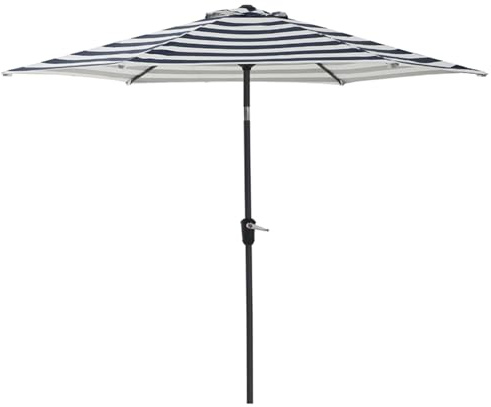 NOIRDA Parasol De Marché pour Table D'extérieur, Grand Parasol De Jardin, Inclinable Et Manivelle, Protection UV, Rayé, 265 X 265 Cm(Blue)