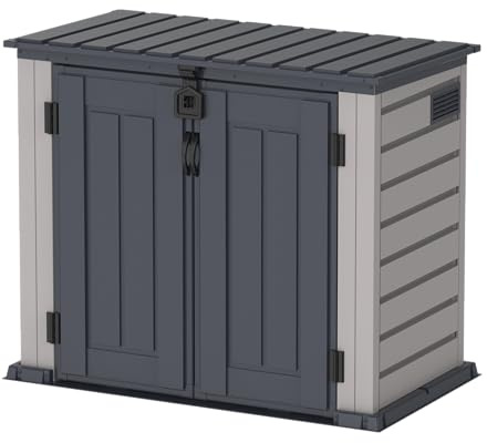 Duramax MultiStore 800L abri de Jardin en Plastique, Abri de Jardin pour vélos, Cache-Poubelle ventilé avec Serrure, Coffre de Rangement en Vinyle sans Entretien, Abri Range Poubelle, 135x76x111.5 cm
