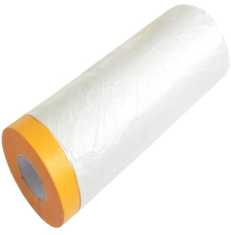 Rollo de película enmascaramiento con adhesivo previamente aplicado para pintura eficiente, láminas polvo plástico muebles, pisos, paredes, automóviles y protección renovación gabinete 2 Rolls 4mx20m