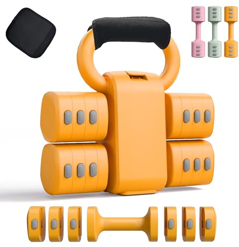 Juego de mancuernas ajustables 2 en 1 para mujer – 4 niveles (2,2 libras a 12,1 libras) – Equipo de fitness para mujeres en casa – Mancuernas de fitness