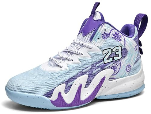 Höga basketskor for män Slitstarka träningssportskor löpningsskor(Purple,35 EU)