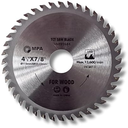Maryse Kreissägeblatt 115 mm 40 HM-Zähne - Trennscheibe für Holz, Spanplatte, Sperrholz und Presspappe - Hartmetall TCT, sauberer und präziser Schnitt für Kreissäge 13.600 RPM