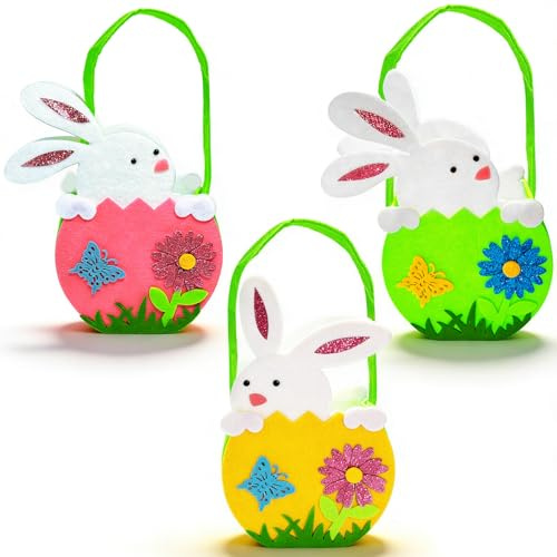Påskkorgar, Shyllin påskpåsar, påskbo för fyllning, inköpskorg barn, korgar med handtag, påskdekoration, för vårdekoration, presentkorg (3, grön rosa gul, S)