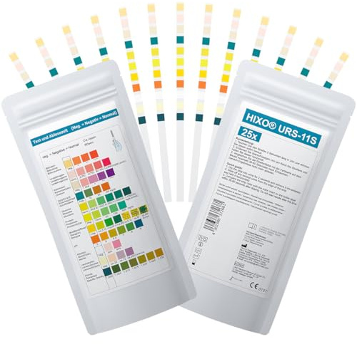 25x 11in1 Gesundheitstest Urin mit 11 Indikatoren - Selbsttest für Zuhause & Professionell – Analyse Teststreifen – Glucose, Ketone, Protein, Nitrit u.v.m. – mit Interferenzkontrolle