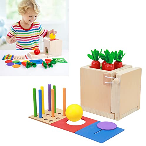 Fauitay Juego 4 en 1 de Cosecha de Zanahorias con Caja de Monedas, Juego de Caída de Colores para Niños Pequeños, con Juguete para Lanzar Bolas