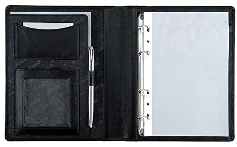 Alassio 30003-1 - Ringbuchmappe BENACO im DIN A5 Format, Schreibmappe aus Lederimitat, Dokumentenmappe in schwarz, Mappe ca. 23 x 18 x 3 cm