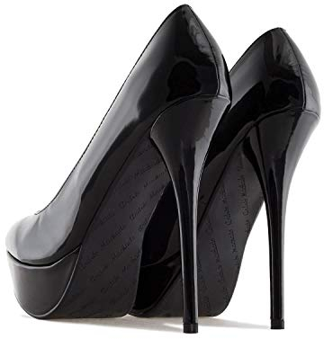 Andrés Machado - Elegante Business Pumps aus Lederimitat für Damen mit 14 cm Absatz – AM453 – High-Heels hohe Damenschuhe mit Plateau für den Sommer –Lack Schwarz Größe EU 32