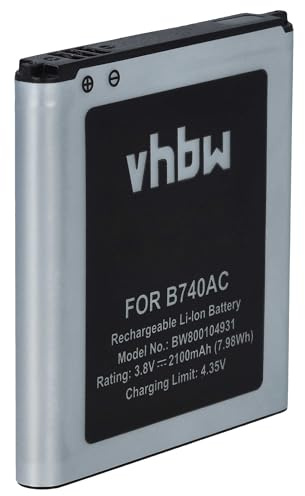 vhbw 1x Akku kompatibel mit Samsung Galaxy SM-C105 | SM-C1010, SM-C101, S4 Zoom, S4 Zoom LTE, SM-C105A, SM-C105S, SM-C105K, SM-C105L Handy Smartphone Telefon (2100 mAh, Li-Ion)