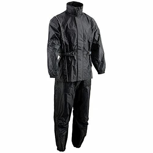 NexGen SH2225 Men's Black Waterproof Rain Suit with Reflective Piping - X-Small