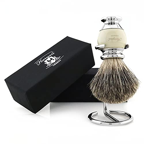 Haryali London Spazzola da barba – Spazzola da barba super Badger – Design elegante e unico – Spazzola da barba per capelli di tasso – con elegante colore bianco – perfetta per il tuo kit da barba