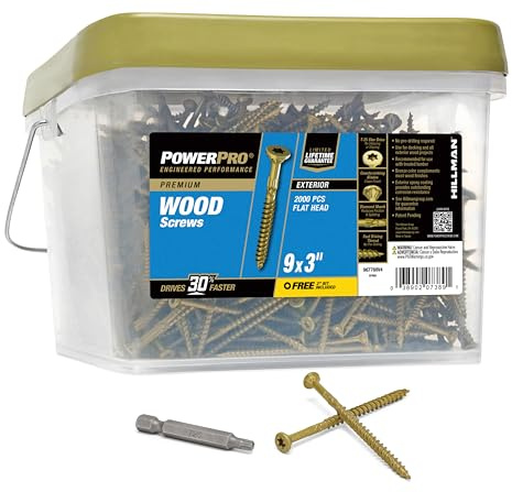 Power Pro 967788 Lot de 2 000 vis à bois, #9 x 3, vis de terrasse d'extérieur de qualité supérieure, résistantes à la rouille, bronze avec revêtement époxy, pot de 2 000 pièces