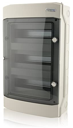 Intratec Centralino a parete, IP65 – Quadro di distribuzione esterno, quadro stagno per giardino, cantina, garage e spazi esterni, 3 file, 36 moduli, 534 x 319 x 144 mm, grigio