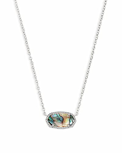 Kendra Scott Elisa Pendant Necklace for Women, Fashion Jewelry, Rhodium-Plated, Abalone Shell