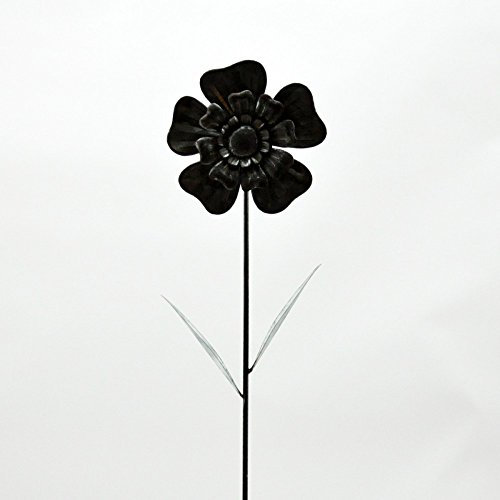 Maison d'acacia Fleur à Vent Moulin à Vent Spirale Ornement de Jardin en Métal Noir pour Terrasse 86,4 cm