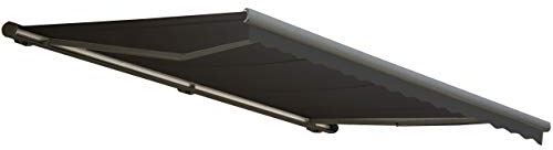 Mendler Elektrische Kassetten-Markise T122, Vollkassette Volant 4x3m - Polyester Anthrazit, grau